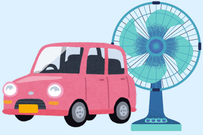 clip art of a car and an electric fan.